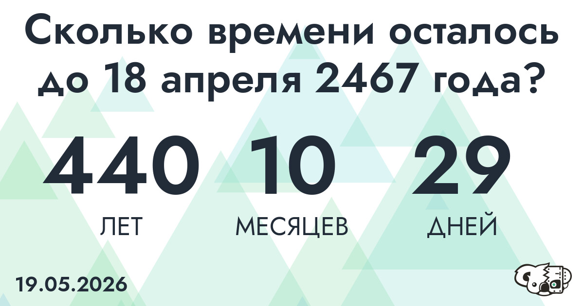 Сколько времени осталось до 18 апреля 2467 года
