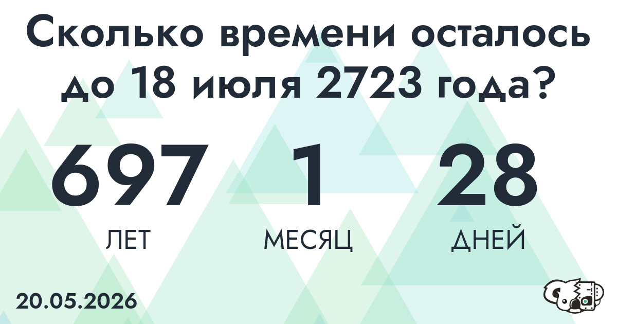 Сколько времени осталось до 18 июля 2723 года