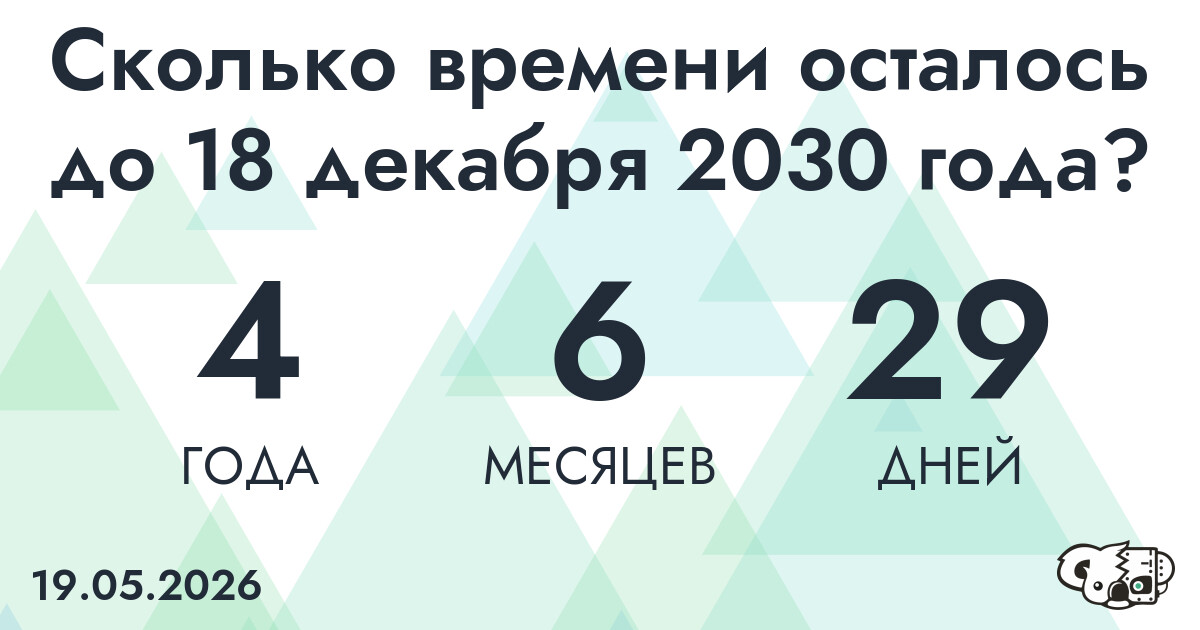 Сколько времени осталось до 18 декабря 2030 года