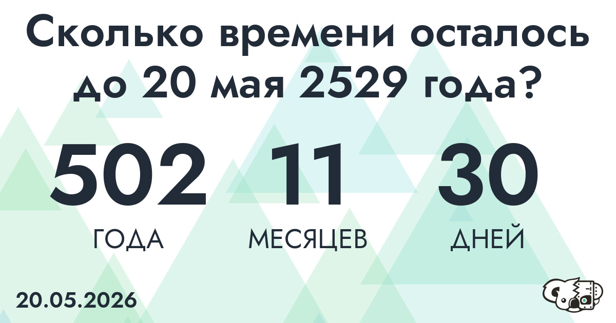Сколько времени осталось до 20 мая 2529 года