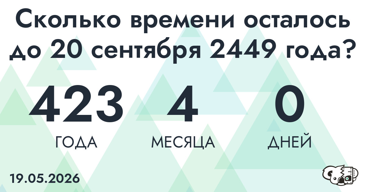 Сколько времени осталось до 20 сентября 2449 года