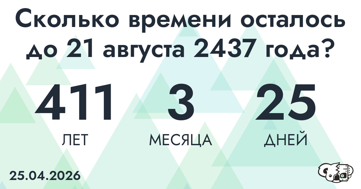 Сколько времени осталось до 21 августа 2437 года