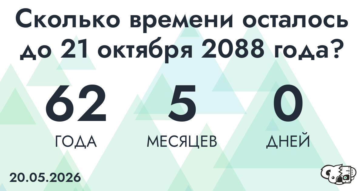 Сколько времени осталось до 21 октября 2088 года
