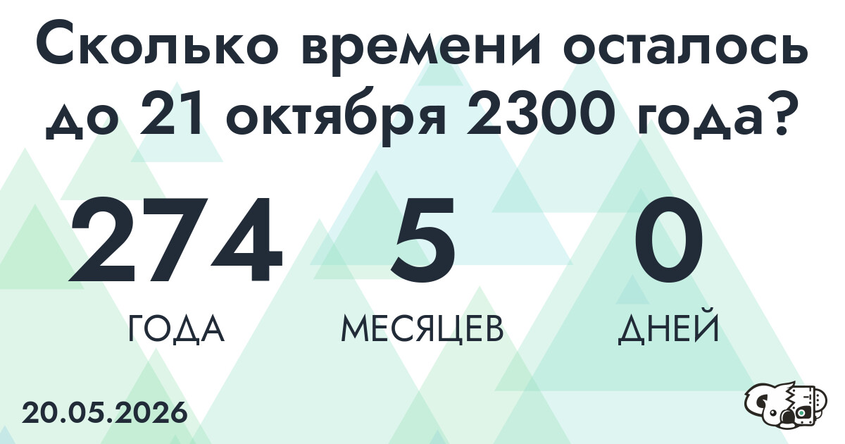 Сколько времени осталось до 21 октября 2300 года