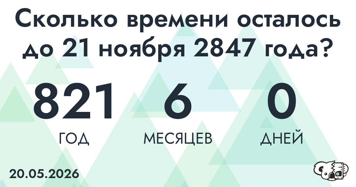 Сколько времени осталось до 21 ноября 2847 года