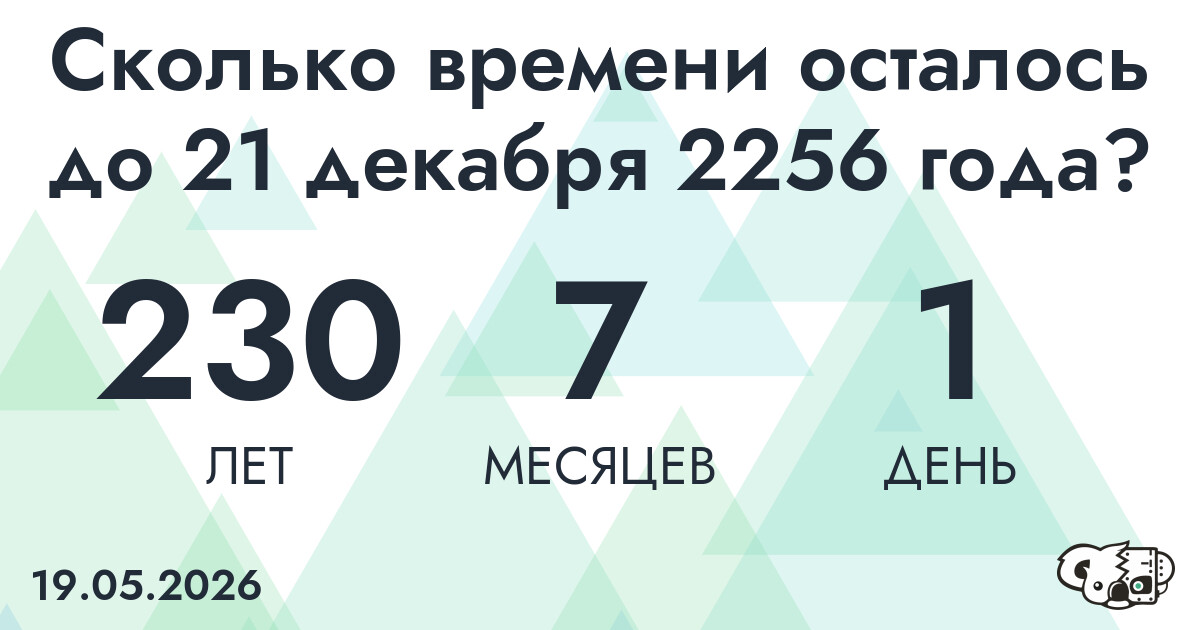 Сколько времени осталось до 21 декабря 2256 года