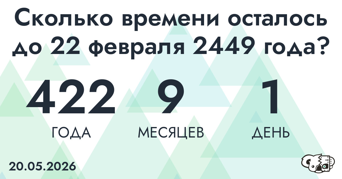 Сколько времени осталось до 22 февраля 2449 года