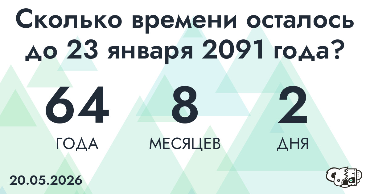 Сколько времени осталось до 23 января 2091 года
