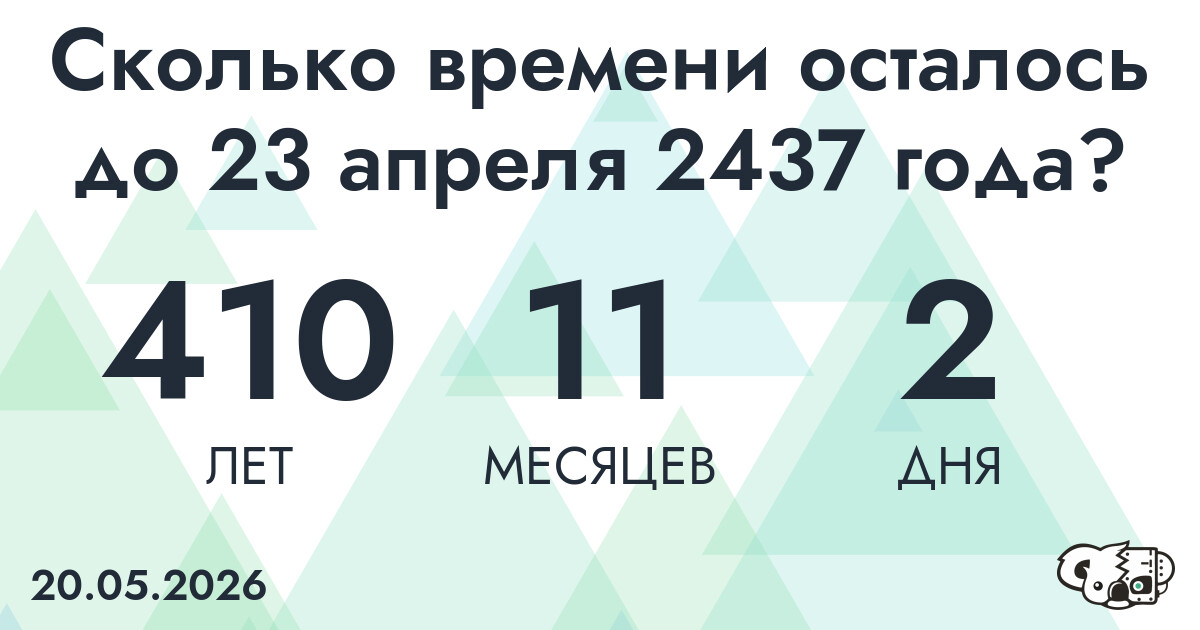 Сколько времени осталось до 23 апреля 2437 года