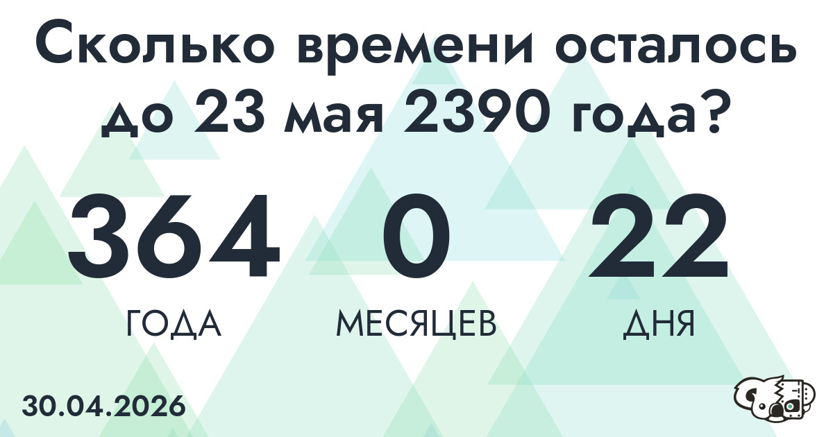 Сколько времени осталось до 23 мая 2390 года