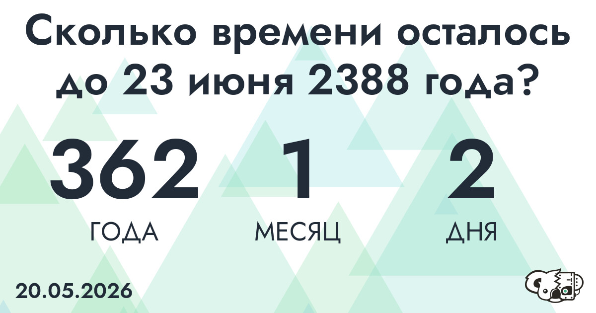 Сколько времени осталось до 23 июня 2388 года