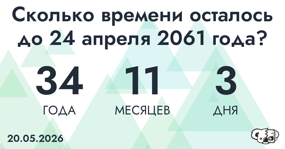 Сколько времени осталось до 24 апреля 2061 года