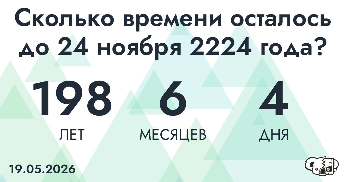 Сколько времени осталось до 24 ноября 2224 года