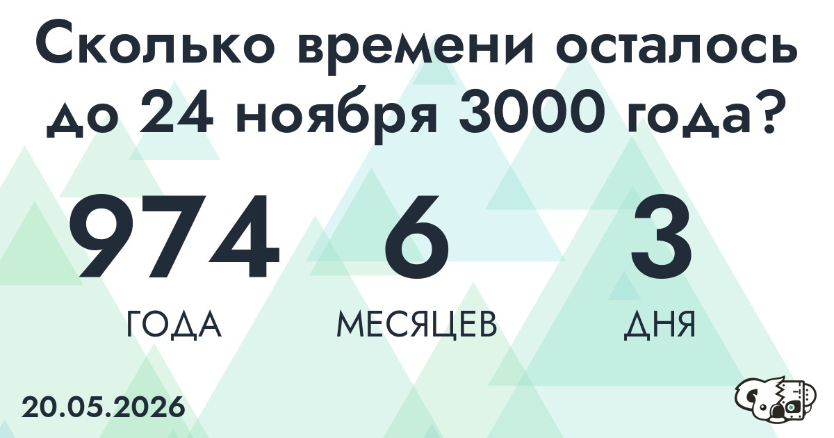 Сколько времени осталось до 24 ноября 3000 года