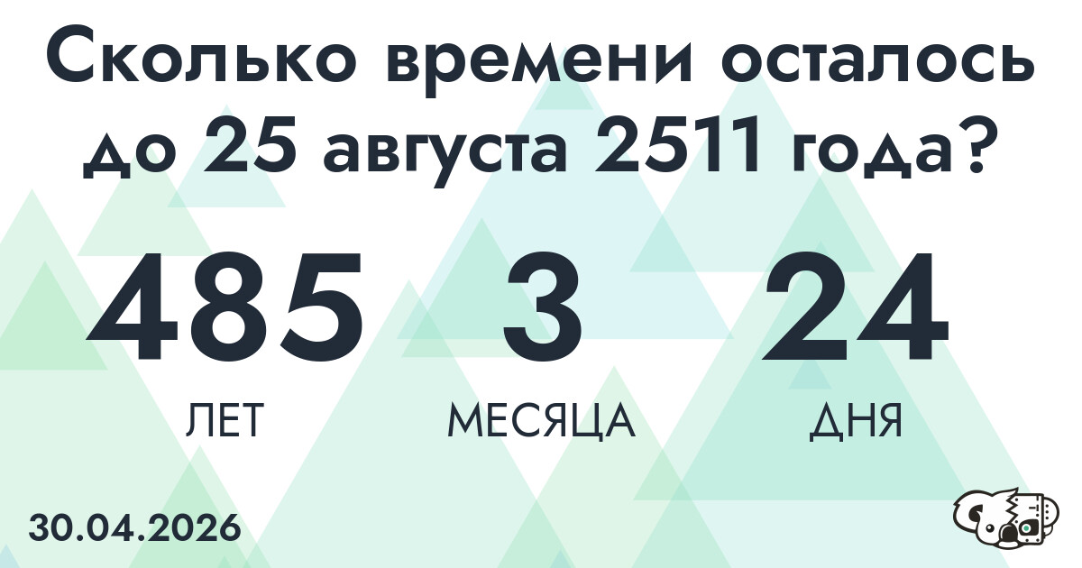 Сколько времени осталось до 25 августа 2511 года
