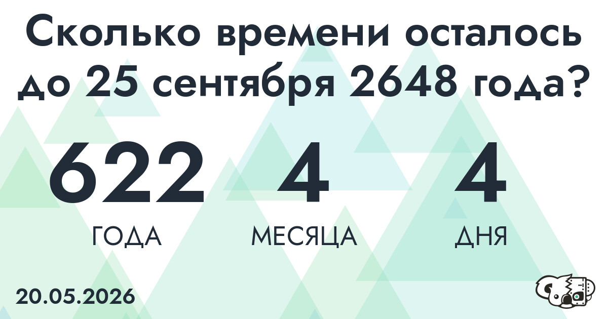Сколько времени осталось до 25 сентября 2648 года