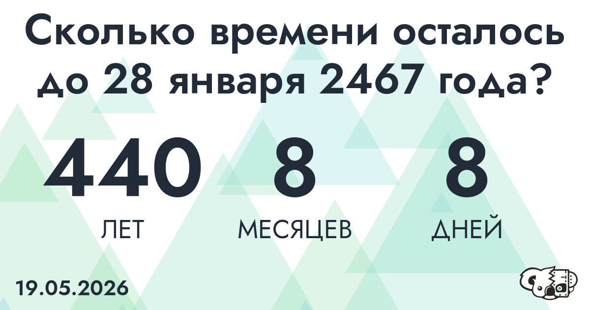 Сколько времени осталось до 28 января 2467 года