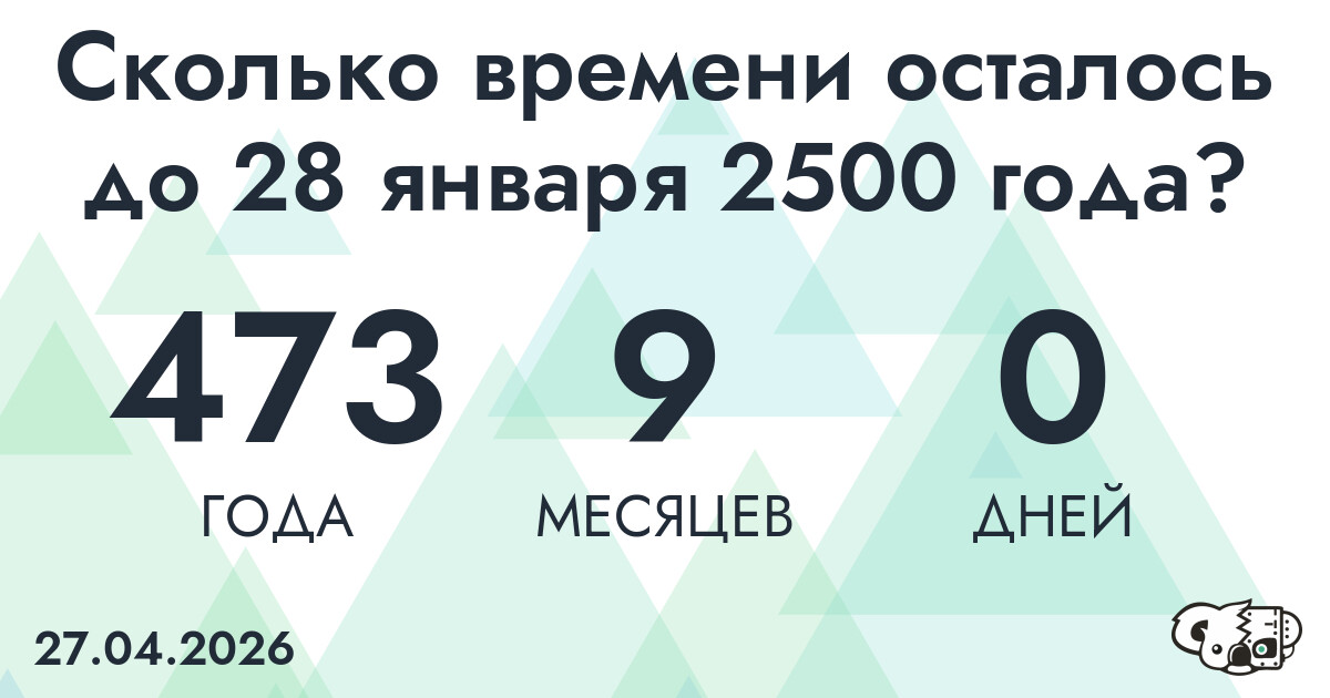 Сколько времени осталось до 28 января 2500 года