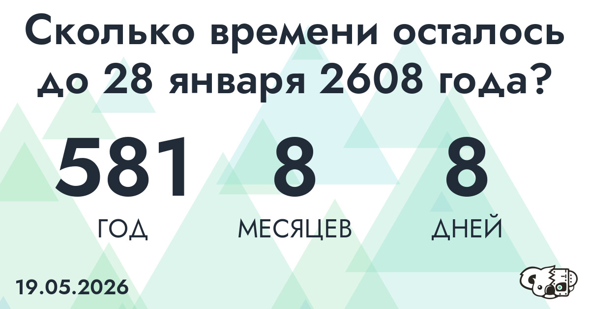 Сколько времени осталось до 28 января 2608 года