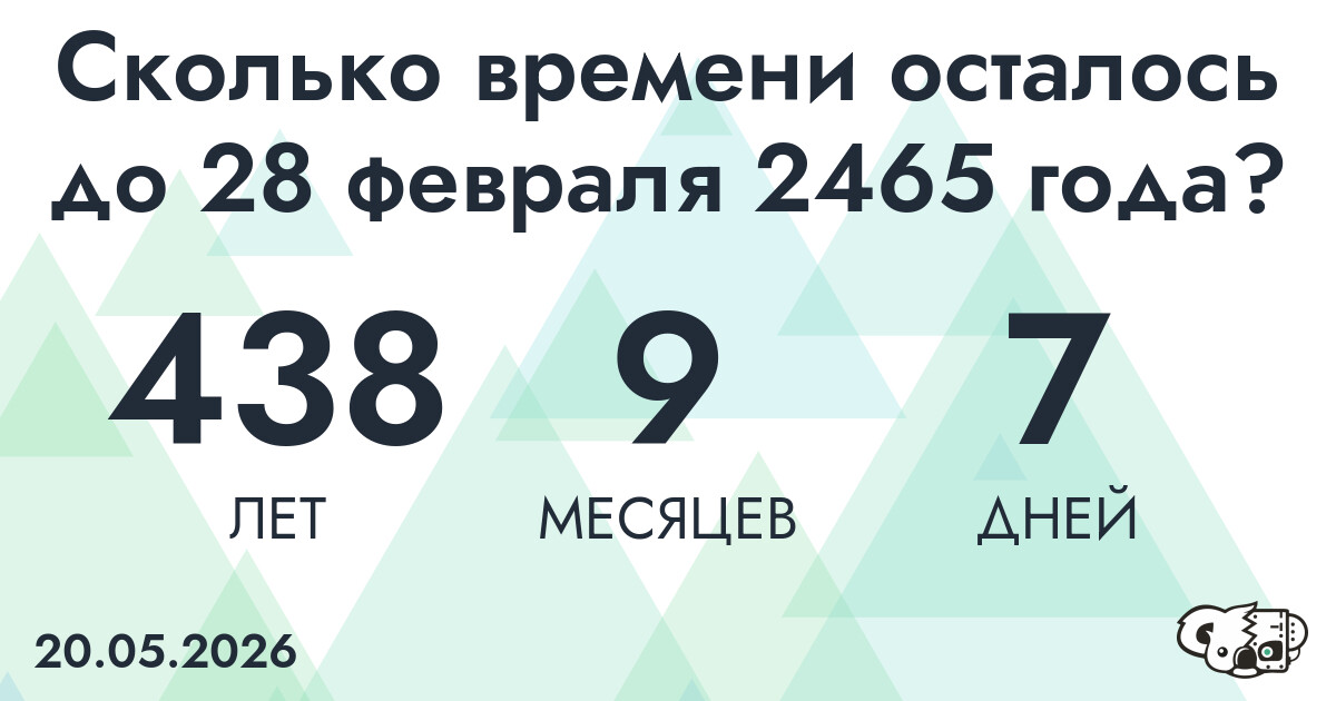Сколько времени осталось до 28 февраля 2465 года