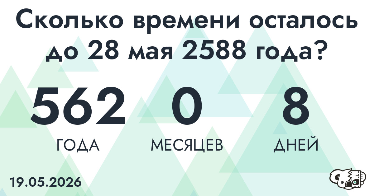 Сколько времени осталось до 28 мая 2588 года