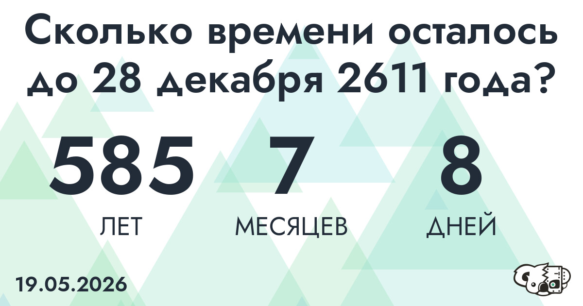 Сколько времени осталось до 28 декабря 2611 года