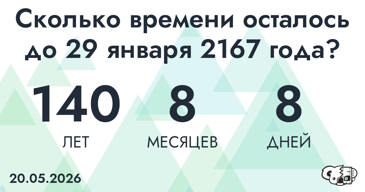 Сколько времени осталось до 29 января 2167 года