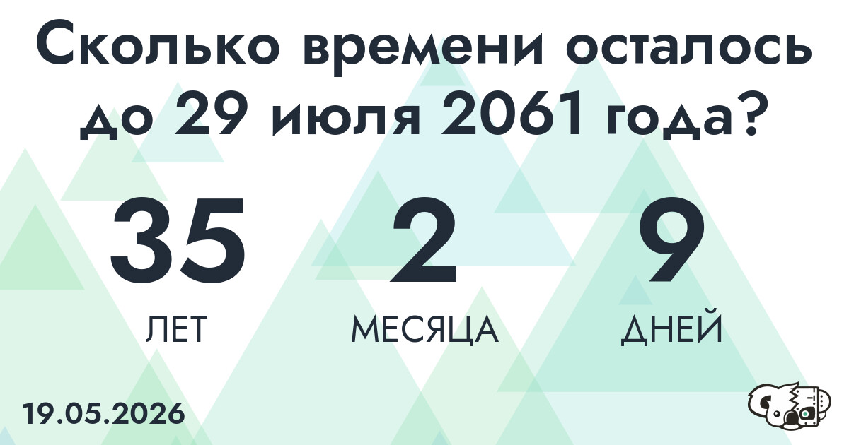 Сколько времени осталось до 29 июля 2061 года