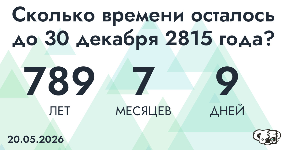 Сколько времени осталось до 30 декабря 2815 года