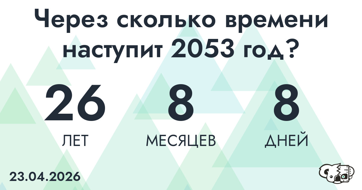 Через сколько времени наступит 2053 год?