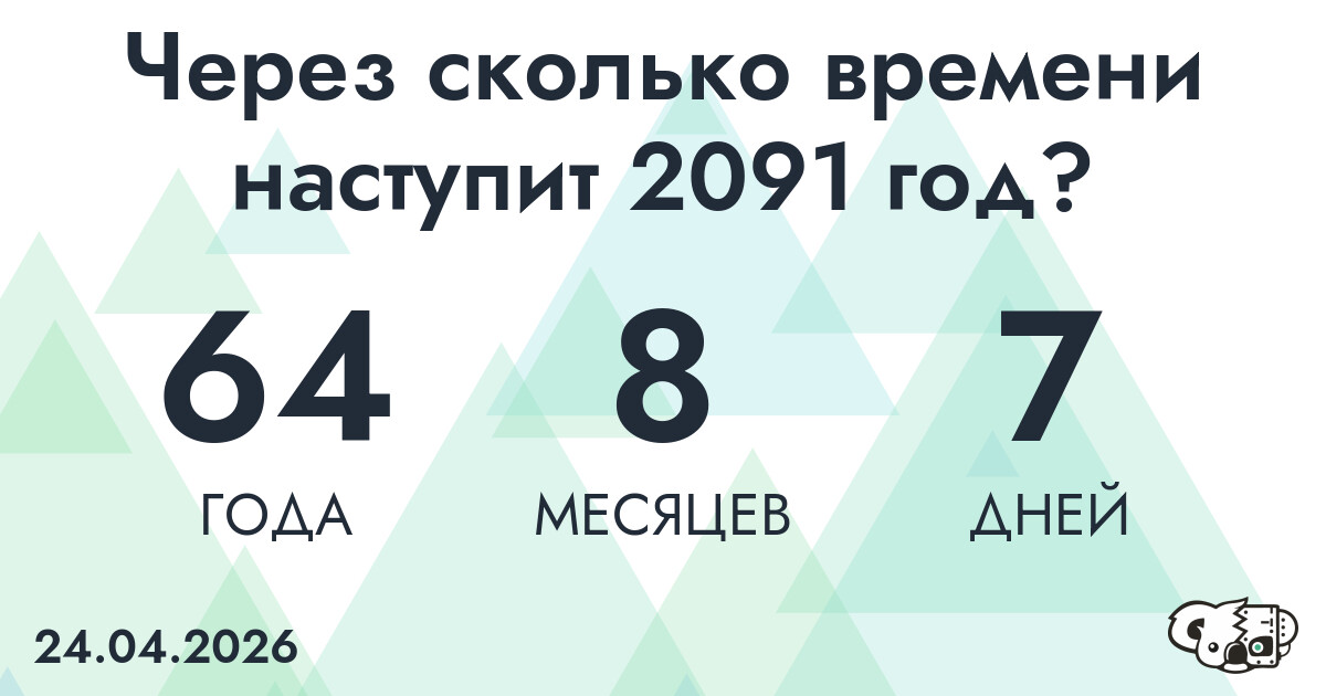 Через сколько времени наступит 2091 год?