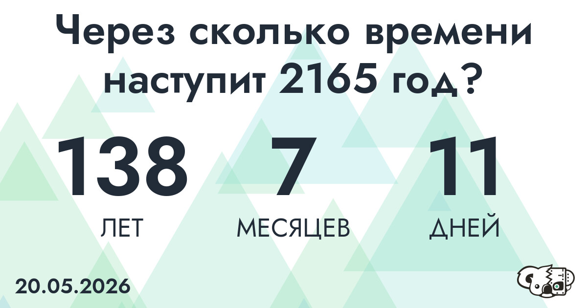 Через сколько времени наступит 2165 год?