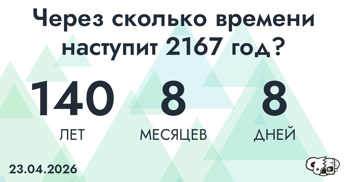 Через сколько времени наступит 2167 год?