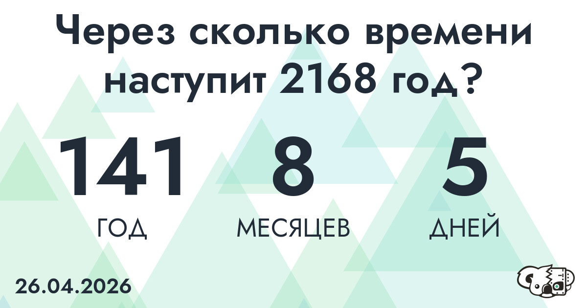 Через сколько времени наступит 2168 год?