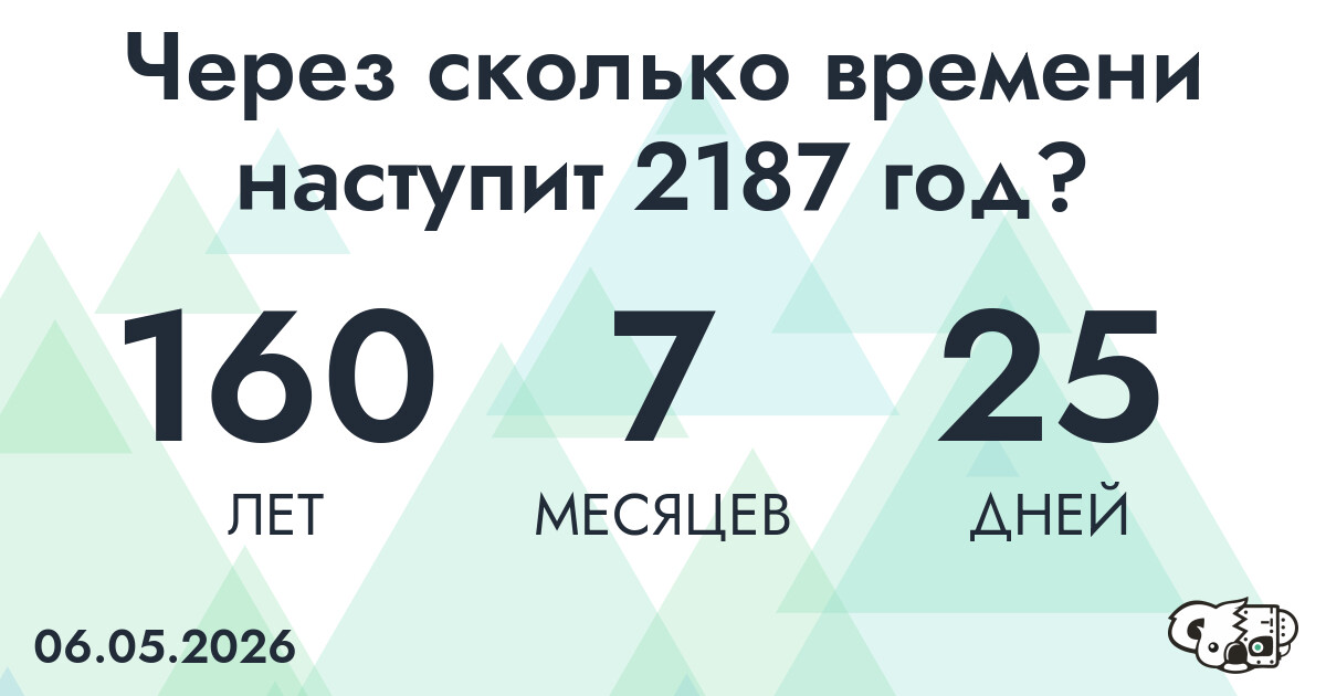 Через сколько времени наступит 2187 год?