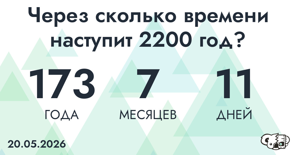 Через сколько времени наступит 2200 год?