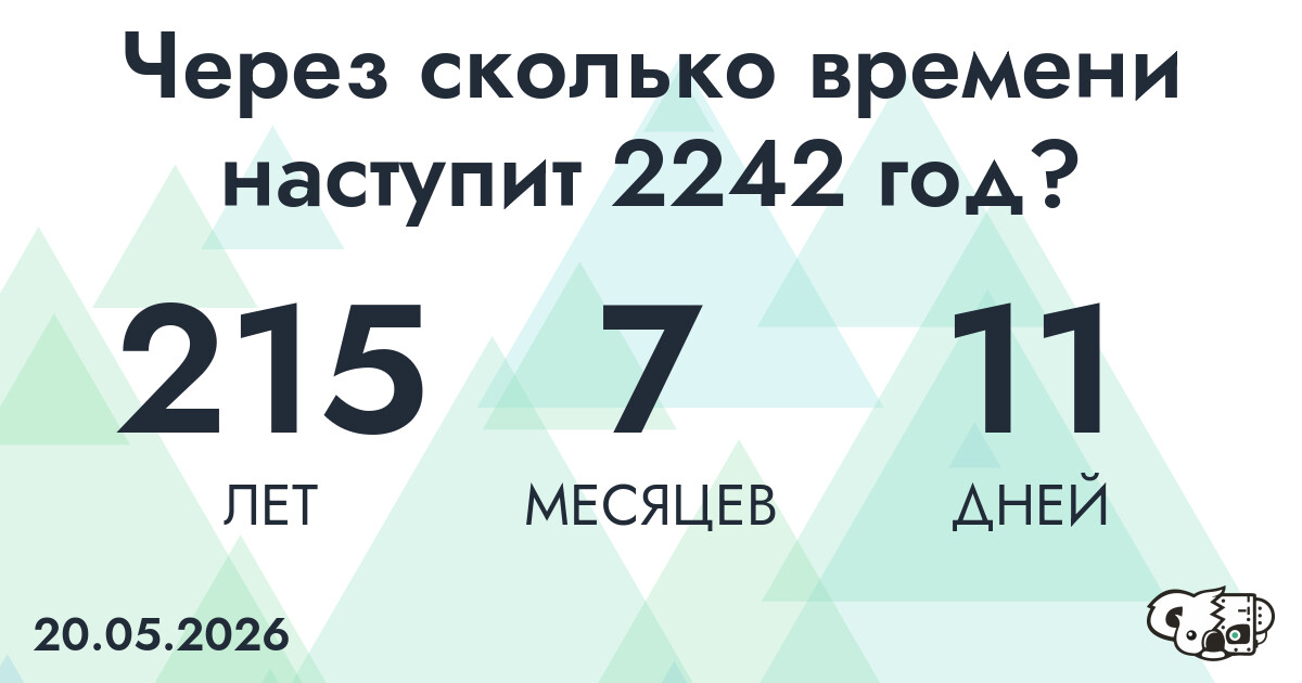 Через сколько времени наступит 2242 год?