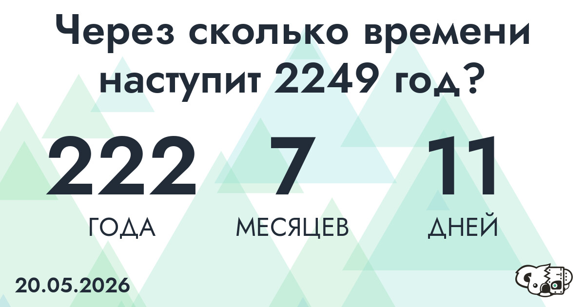 Через сколько времени наступит 2249 год?