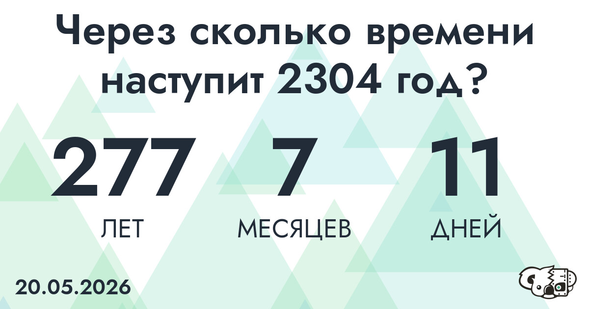 Через сколько времени наступит 2304 год?