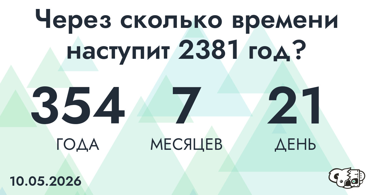 Через сколько времени наступит 2381 год?