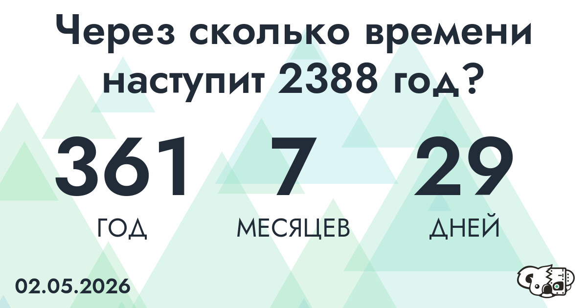 Через сколько времени наступит 2388 год?