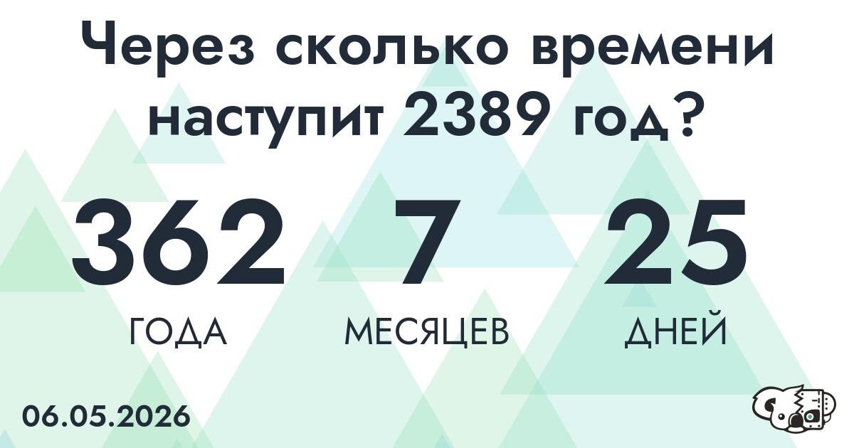 Через сколько времени наступит 2389 год?