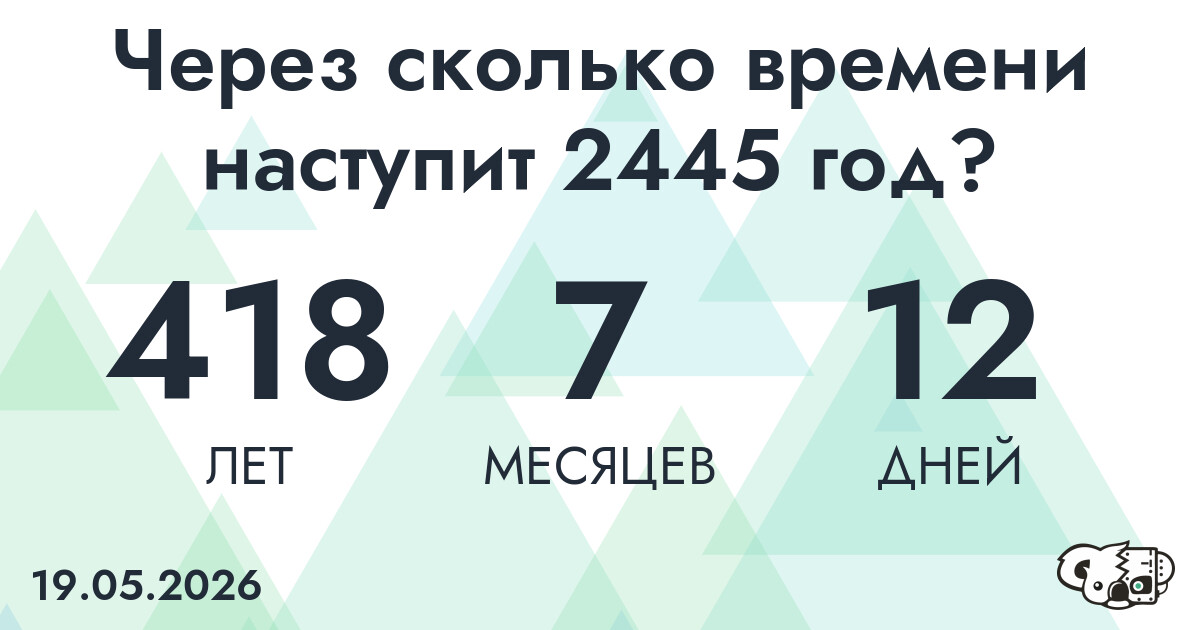 Через сколько времени наступит 2445 год?