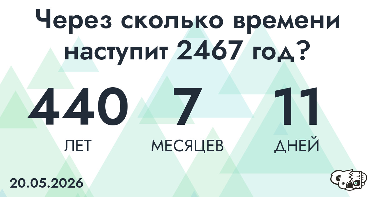 Через сколько времени наступит 2467 год?
