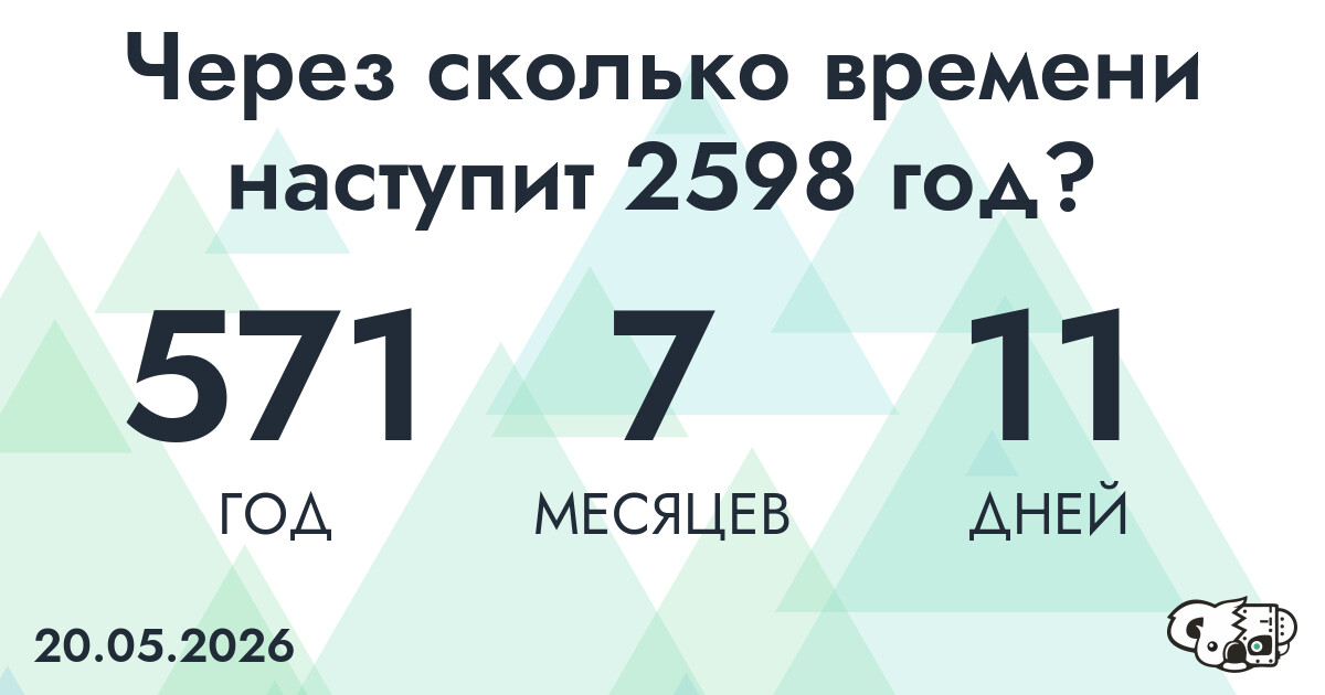 Через сколько времени наступит 2598 год?