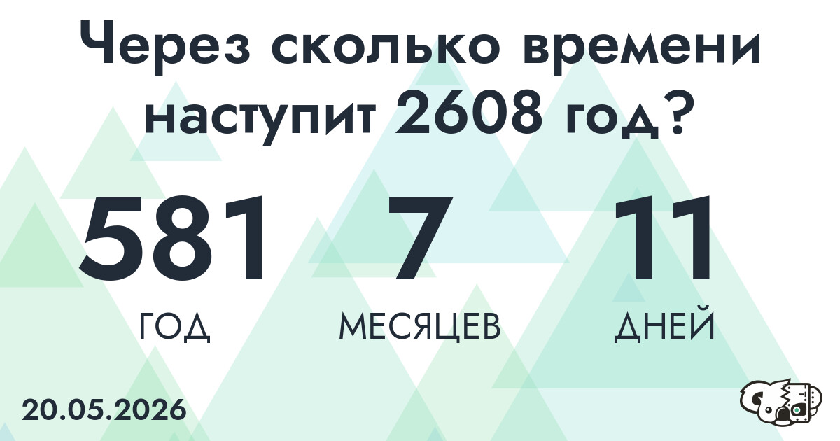Через сколько времени наступит 2608 год?
