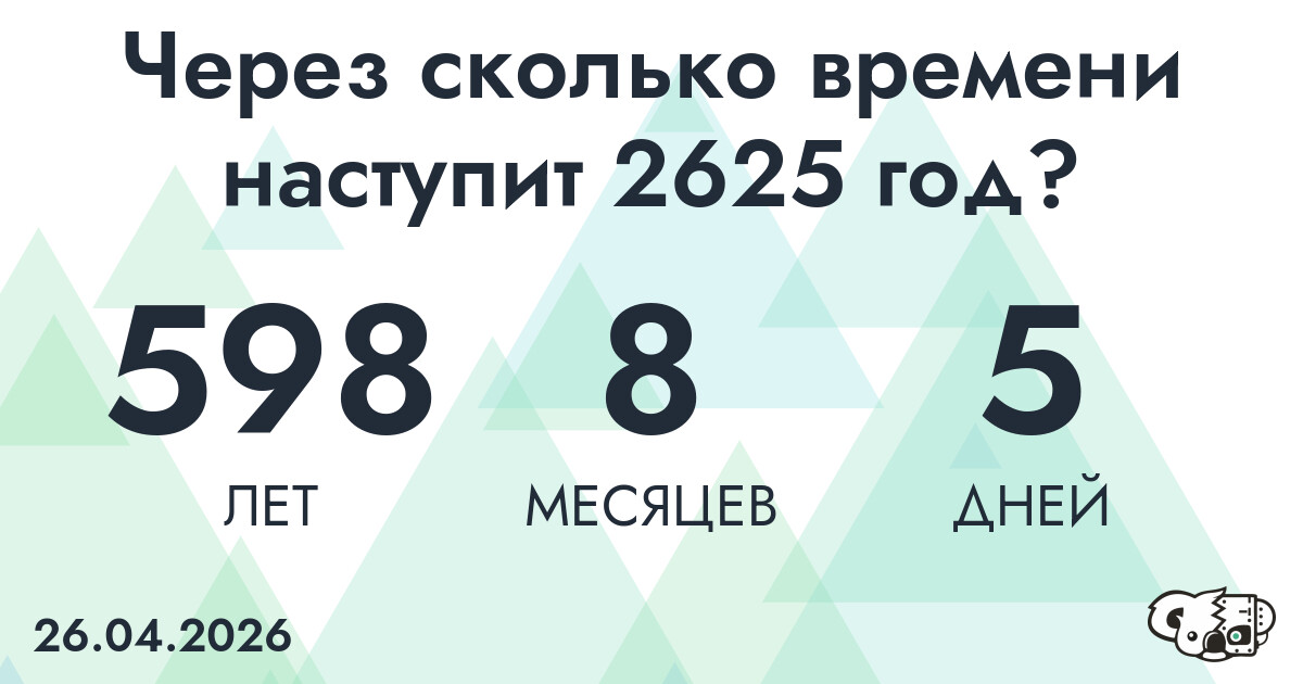 Через сколько времени наступит 2625 год?