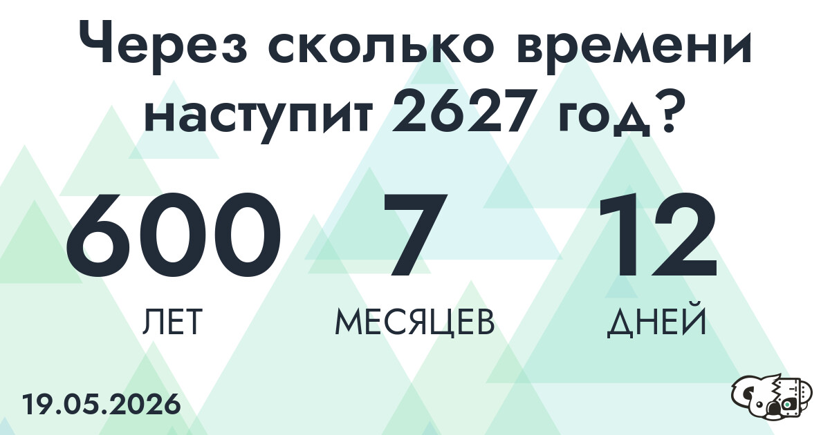 Через сколько времени наступит 2627 год?