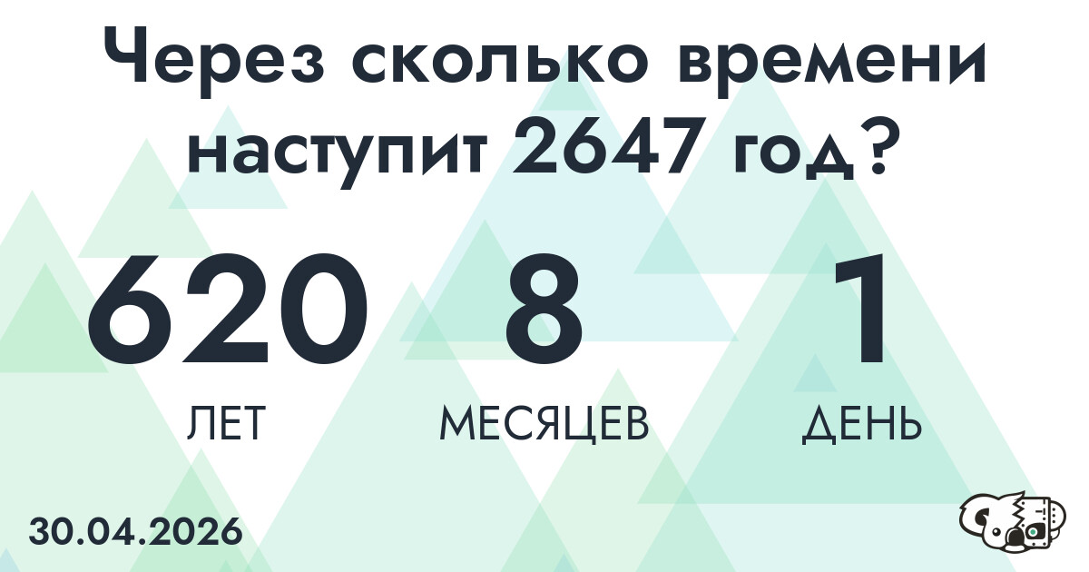 Через сколько времени наступит 2647 год?