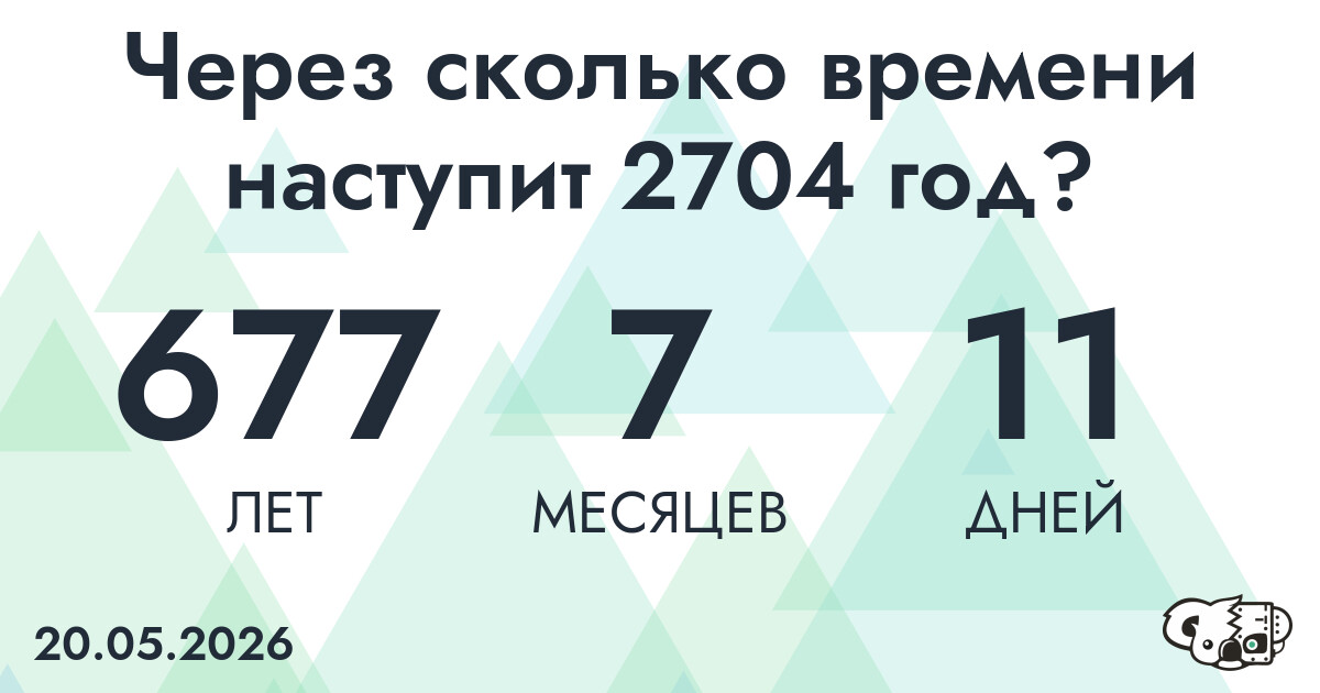 Через сколько времени наступит 2704 год?